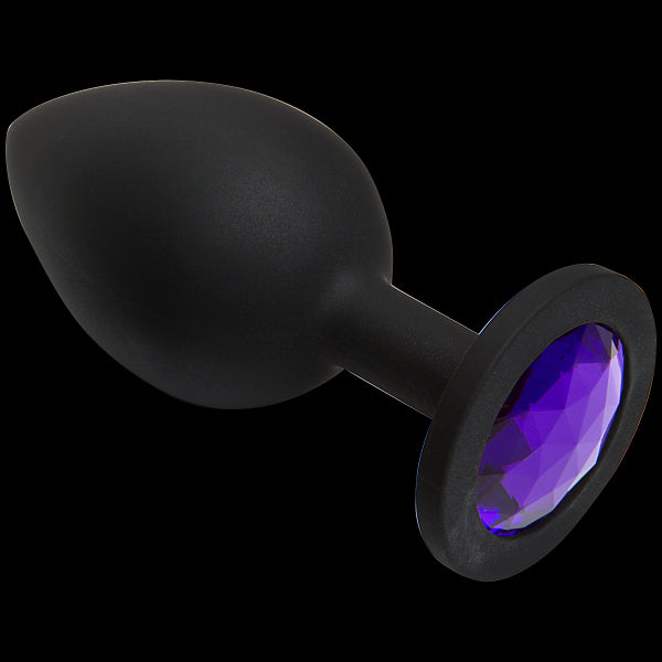 Booty Bling Large Black Plug Purple Stone