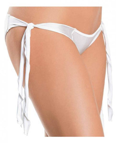 Flutter Sides Rouched Back Bikini Panty White O-S