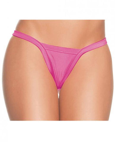 Deep V-Back Thong Panty Neon Pink O-S