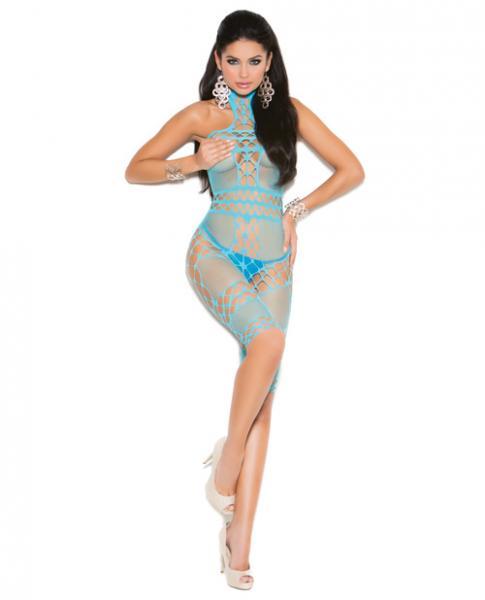 Vivace Halter Neck Mid Length Bodystocking Turquoise O-S