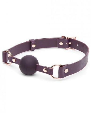 Fifty Shades Cherished Leather Ball Gag Purple