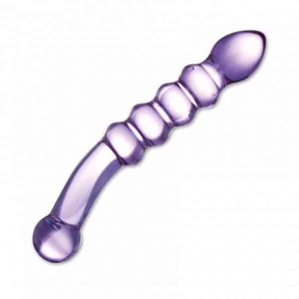 Purple Rain Ribbed Glass Dildo