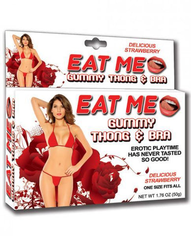 Eat Me Gummy Thong & Bra Strawberry O-S