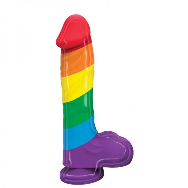 Rainbow Pumped Dildo Suction Cup & Balls