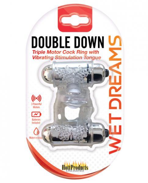 Wet Dreams Double Down Vibrating Cock Ring W-bullet