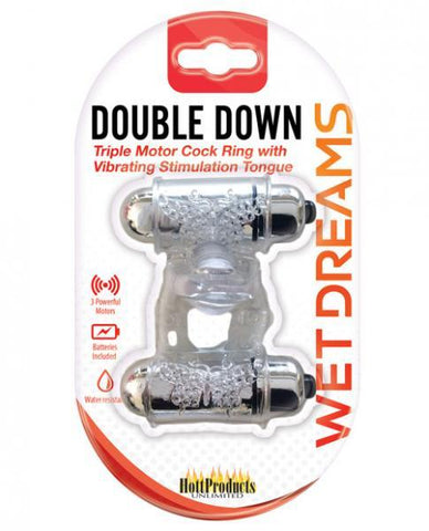 Wet Dreams Double Down Vibrating Cock Ring W-bullet