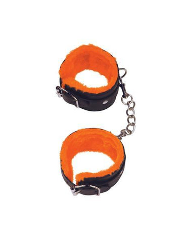 Love Cuffs Wrist Black Orange Lining