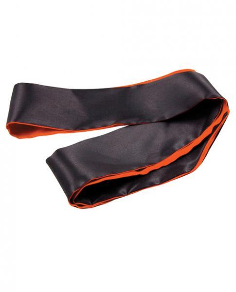 Black Satin Sash Reversible Blindfold Black Orange