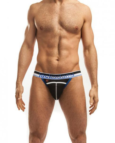 Jack Adams Kenetic Punch Hole Jock Strap Black Blue Md