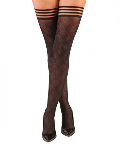 Kixies Tiffany Diamond Thigh Highs Black B