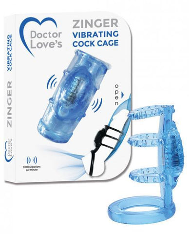 Doctor Love Zinger Vibrating Cock Cage Blue