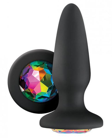 Glams Black Silicone Butt Plug Rainbow Gem