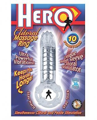 Hero clitoral massage ring cock ring - clear