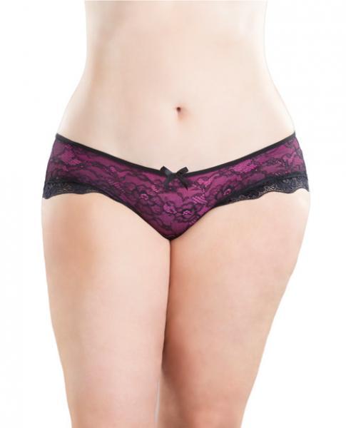 Cage Back Lace Panty Black Hot Pink S-M