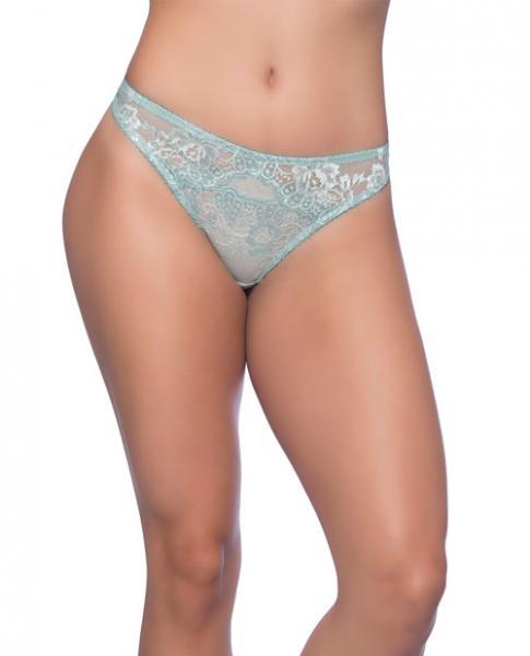 Josilyn Lace Thong Scalloped Edge Keyholes Dusty Turquoise 2X