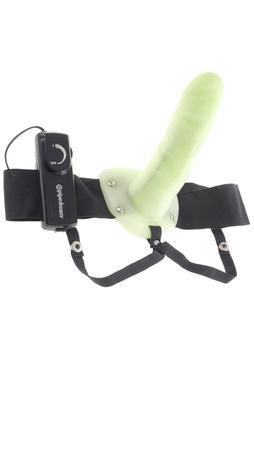 6" Vibrating Hollow Strap-On - Glow in the Dark
