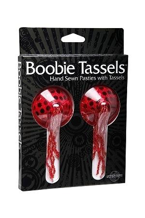 Boobie tassles hand sewn pasties w-tassles - red