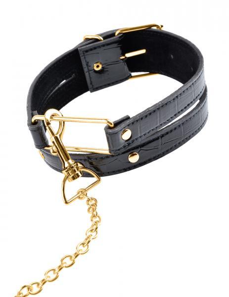 Fetish Fantasy Gold Collar & Leash Black