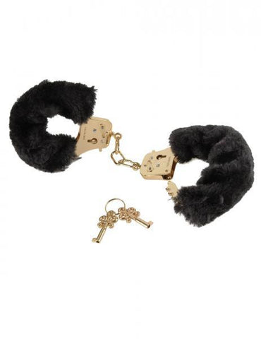 Deluxe Furry Cuffs Black Gold