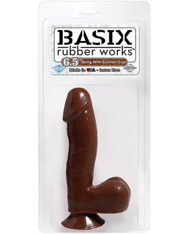 Basix Rubber Works - 6.5in. Dong With Suction Cup Brown