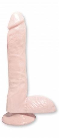 Basix Rubber Works 9 inches Beige Suction Cup Dong