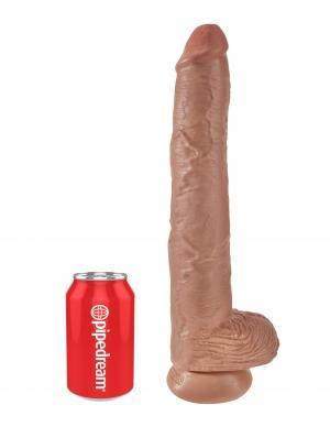 King Cock 14 inches Cock with Balls Tan Dildo