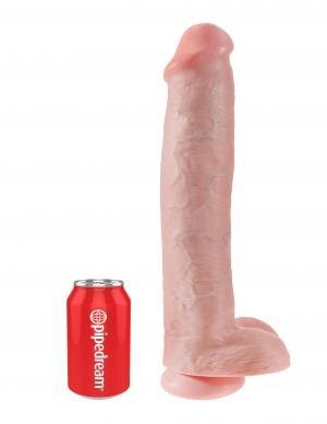 King Cock 15 inches Cock with Balls Beige Dildo