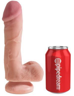 King Cock Dual Density 7.5 inches Cock With Balls Beige