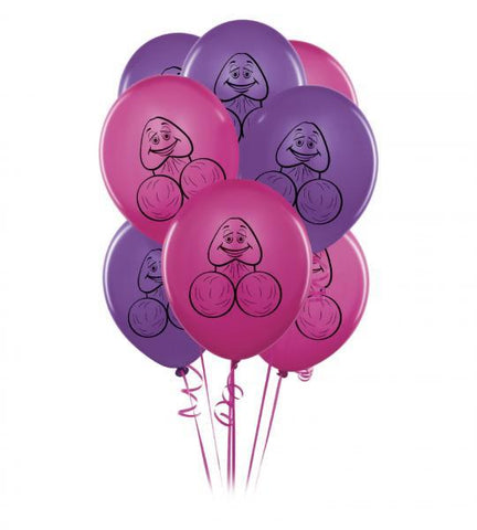 Bachelorette Party Pecker Balloons Pink Purple 8 Pack