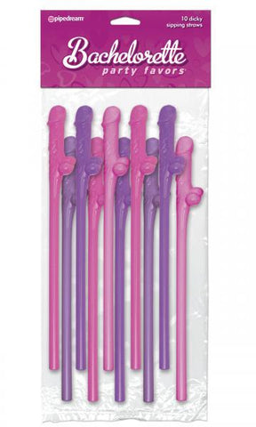 Bachelorette Party Favors Dicky Sipping Straws Pink-Purple 10pc.