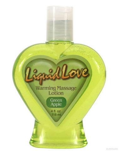 Liquid Love Flavored Warming Massage Lotion Green Apple 4oz