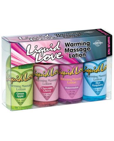 Liquid Love Flavored Warming Massage Oil 4 Pack Sampler 1oz