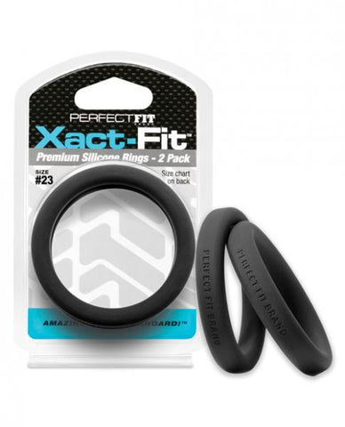 Perfect Fit Xact Fit #23 Black Pack Of 2 Cock Rings