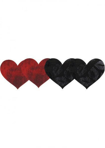Stolen Kisses Hearts Pasties Red & Black 2 Pack
