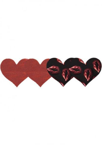 Pure Passion Hearts Pasties Red & Black 2 Pack