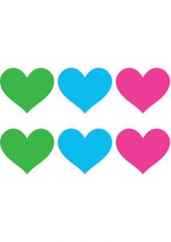 Neon Heart Pasties Value Pack Of 3 O-S