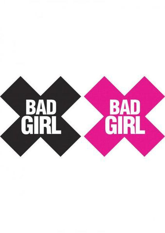 Bad Girl X Pasties 2 Pairs 1 Black, 1 Pink