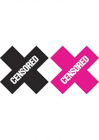 Peekaboos Censored Pasties 2 Pairs 1 Black, 1 Pink
