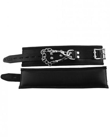 Rouge Padded Leather Wrist Cuffs Black