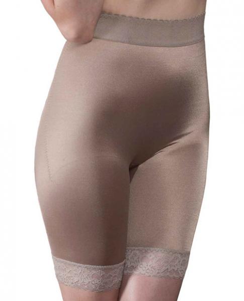 Rago Shapewear Long Leg Shaper Gripper Lace Bottom Mocha 11X