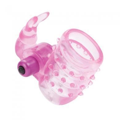 Basic Essentials Stretchy Vibrating Bunny Enhancer Waterproof - Pink