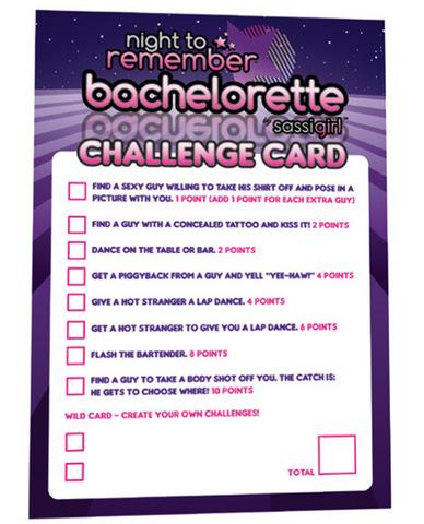 Night to remember bachelorette challenge cards by sassigirl