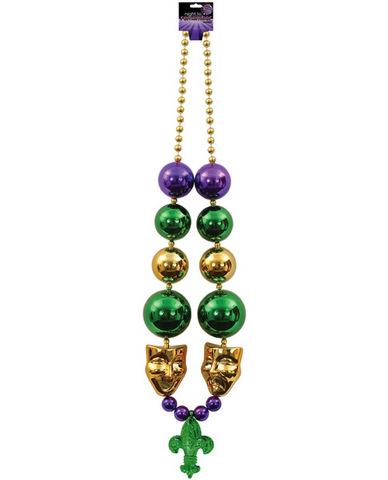 Night to remember jumbo mardi gras beads w-gold mask - multi color by sassi girl