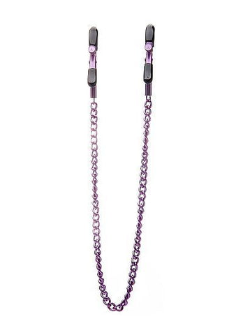 Ouch Adjustable Nipple Clamps with Chain Purple