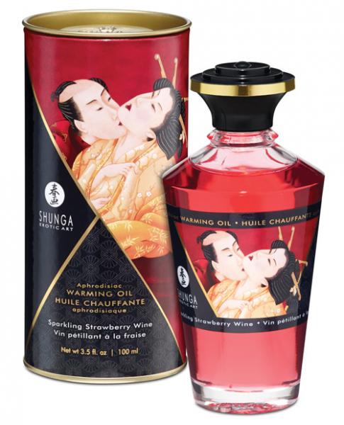 Shunga Warming Oil Sparkling Strawberry Wine 3.5oz.