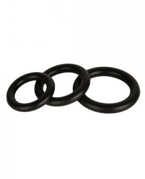 Power Stretch Silicone Donuts Cock Rings 3 Pack Black