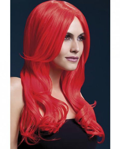 Smiffy Fever Wig Khloe Red 26 inches Long Wave Center Part
