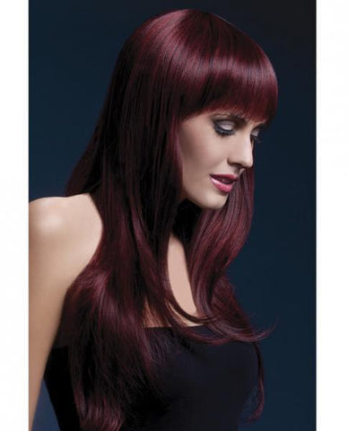 Smiffy Fever Wig Sienna 26 inches Long Feathered Black Cherry