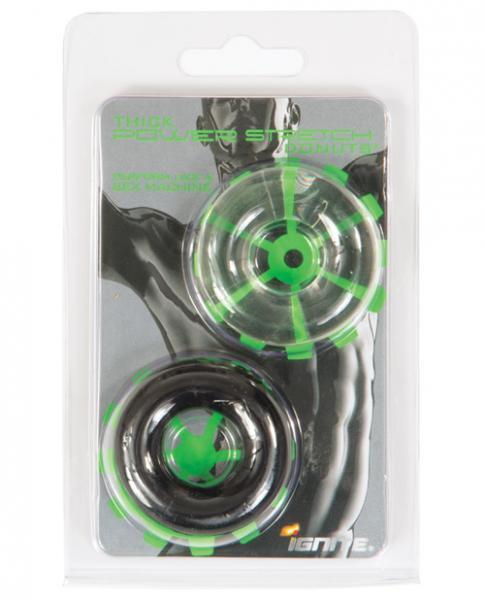 Thick Power Stretch Donuts 2 Pack Black, Clear Rings