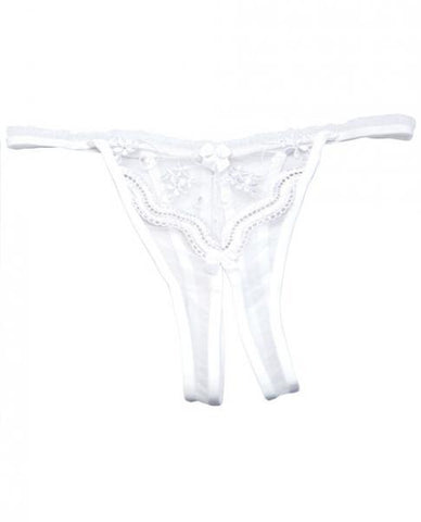 Scalloped Embroidery Crotchless Panty White O-S